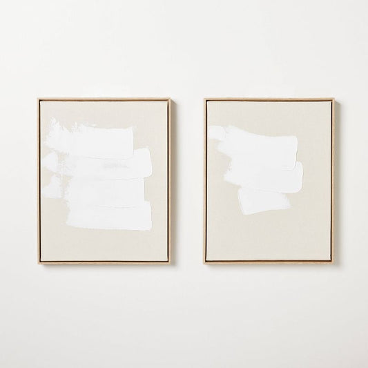 (Juego de 2) Cuadros decorativos blancos adornados con lienzo de arte de pared enmarcado de 16"x20" - Threshold™ diseñado con Studio McGee